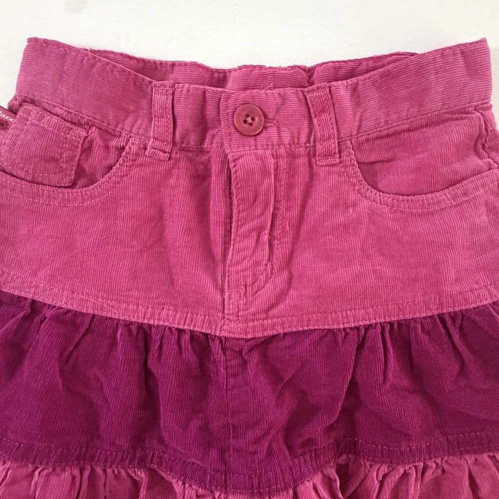 The Children's Place Corduroy Tiered Ruffle Skirt Pink Girls 5 Cowgirl Boho NWT